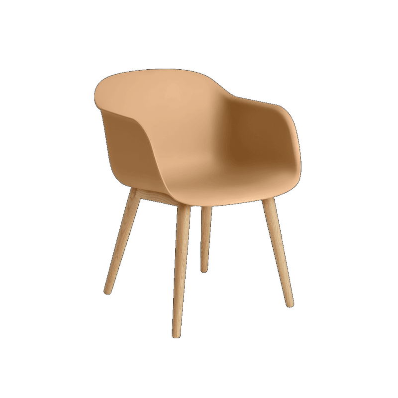 Muuto Fiber Armchair Wood Base Ochre Oak (Recycled Plastic) Spisestol med armlener