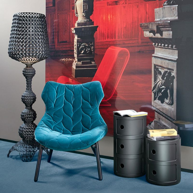 Kartell Componibili 2 skuffer Black, Svart Matt Bord Nattbord