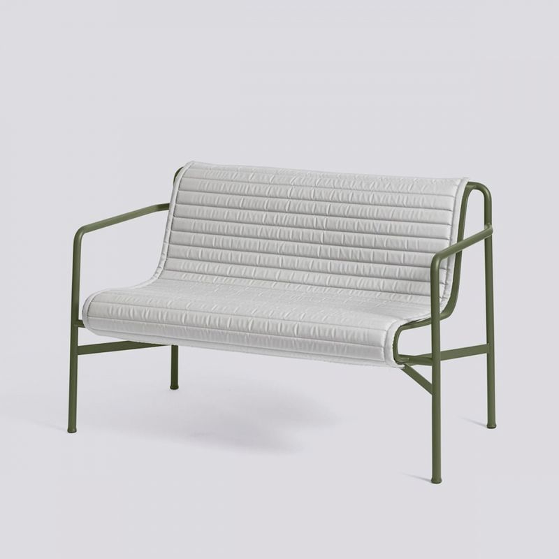 Hay Palissade Quilted Cushion dining Bench Sky Grey, stolpute