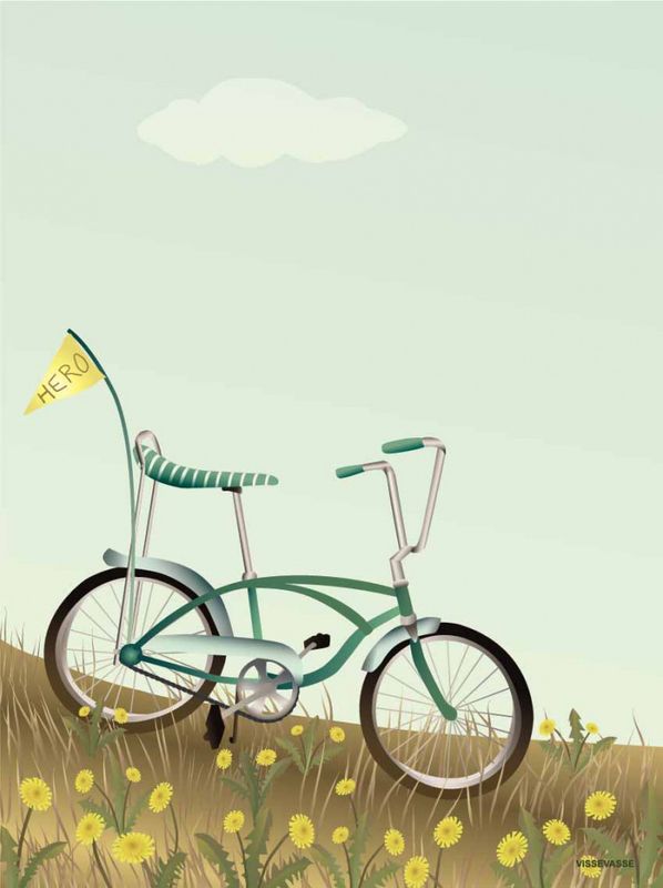 Visevasse Bike with a flag 15x21cm
