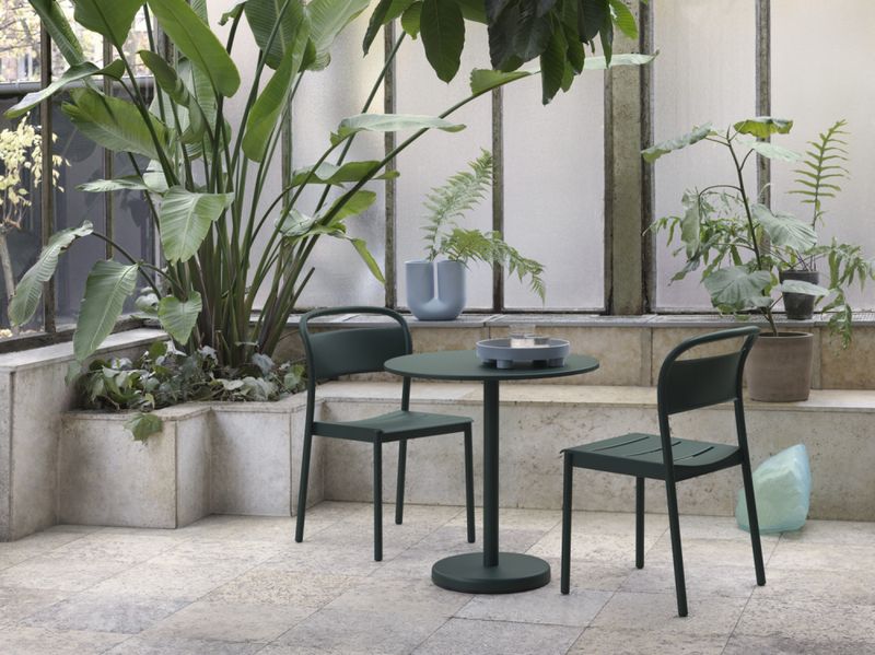 Muuto Linear Steel Sidechair Dark Green, Grønn Hagemøbel stol