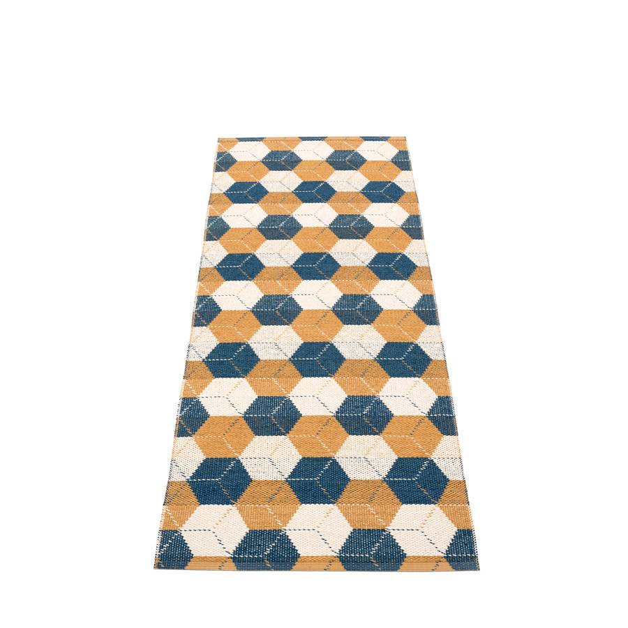 Pappelina Trip Gulvløper 70x240 Ocean Blue Ochre/Vanilla