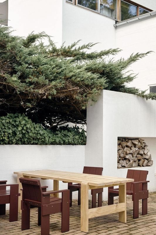 HAY Crate Dining Chair WB lacquered Iron Red Pinewood, Furu