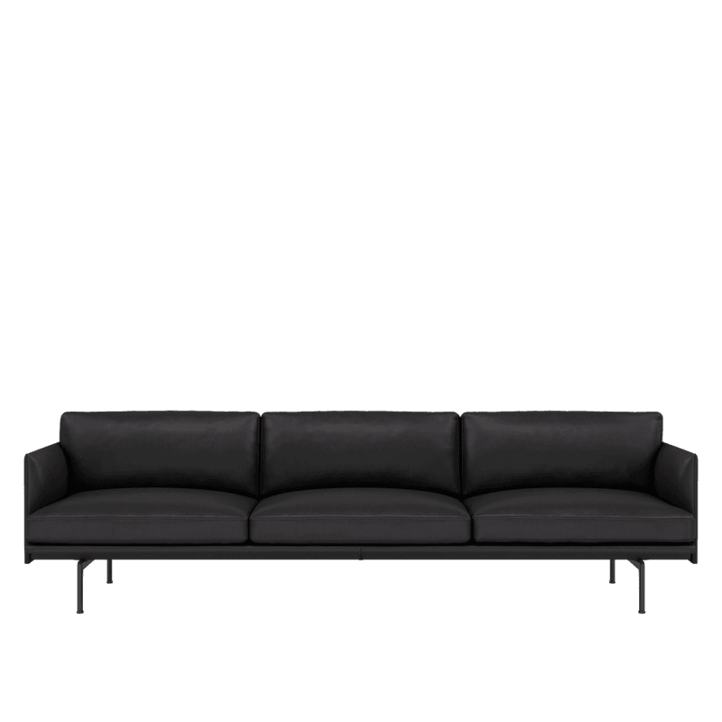 MUUTO Outline Sofa 3,5 seter, Refine leather Black, Black