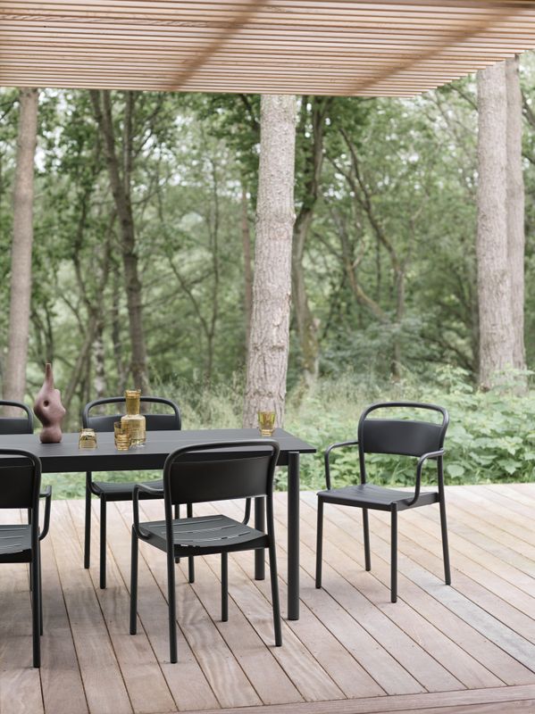 Muuto Linear Steel Table 220 cm Black, Svart Hagemøbel bord