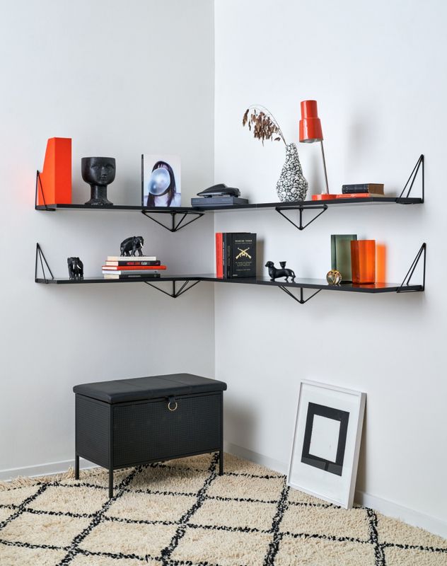 Maze Frank the Storage bench, Black Black leather Svart