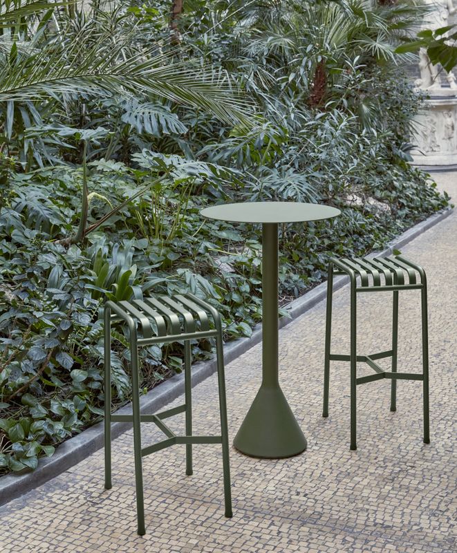 HAY Palissade Cone Table Ø 60 H 105 Olive Utebord bord