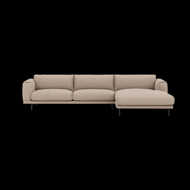 Muuto Rest Chaise Longue Right sofa Hearth 6, Black Grå med svarte ben, sofa