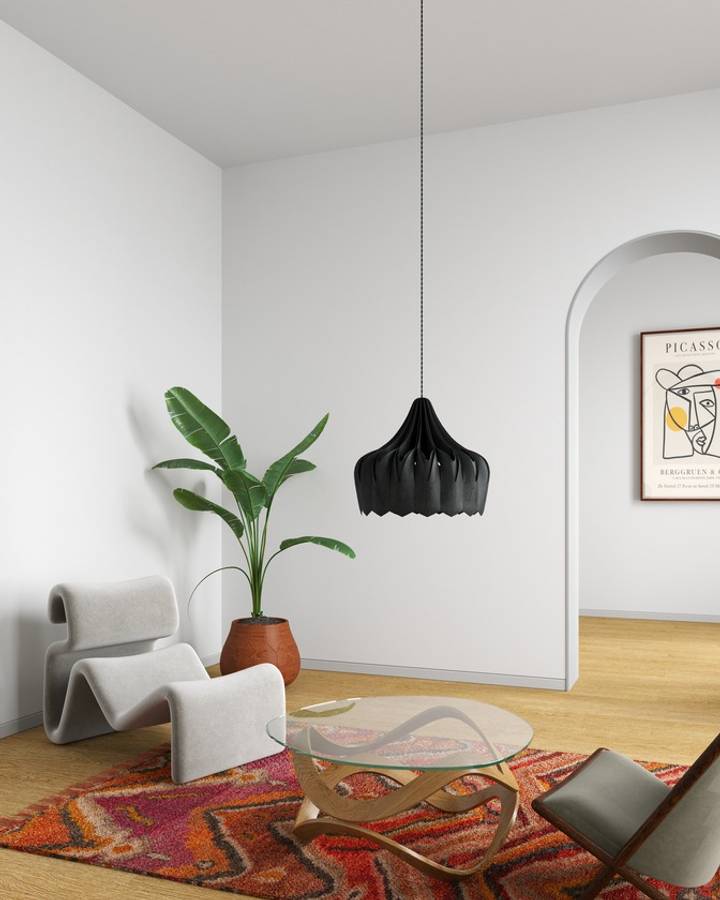 Pilke Pioni Large Ø 50 cm pendant Lamp Black, Svart Taklampe