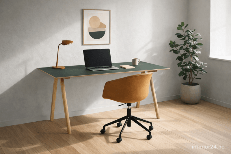 HAY  CPH10 Desk Waterbased lacquered oak frame L160 x W80 x H74 Green linoleum tabletop Water-based lacquered edge Skrivebord