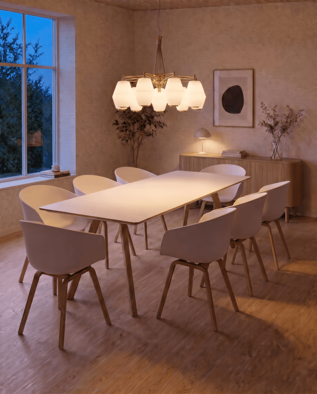 Hay Spisegruppe  CPH30 Table Lacquered oak frame L250 x W90 x H74-White laminate tabletop Lacquered edge + 8 AAC 22 White oak