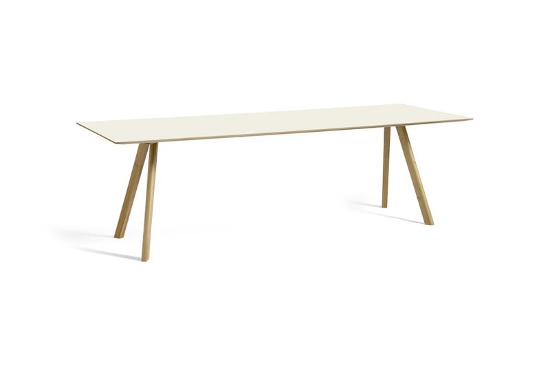 Hay Spisegruppe  CPH30 Table Lacquered oak frame L250 x W90 x H74- Off White Linoleum tabletop Lacquered edge + 8 AAC 22 Black Black oak