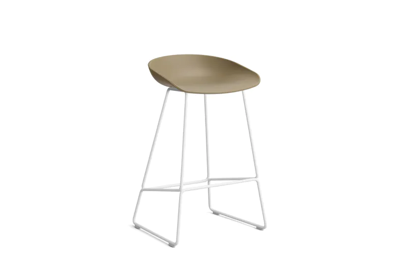 HAY  AAS38 Bar Stool Low White powder coated steel Sled base H65 Clay, 2.0 shell Barstol