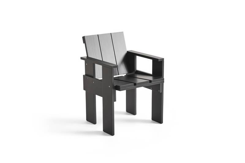 HAY Crate Dining Chair WB lacquered Black Pinewood, Svart Furu