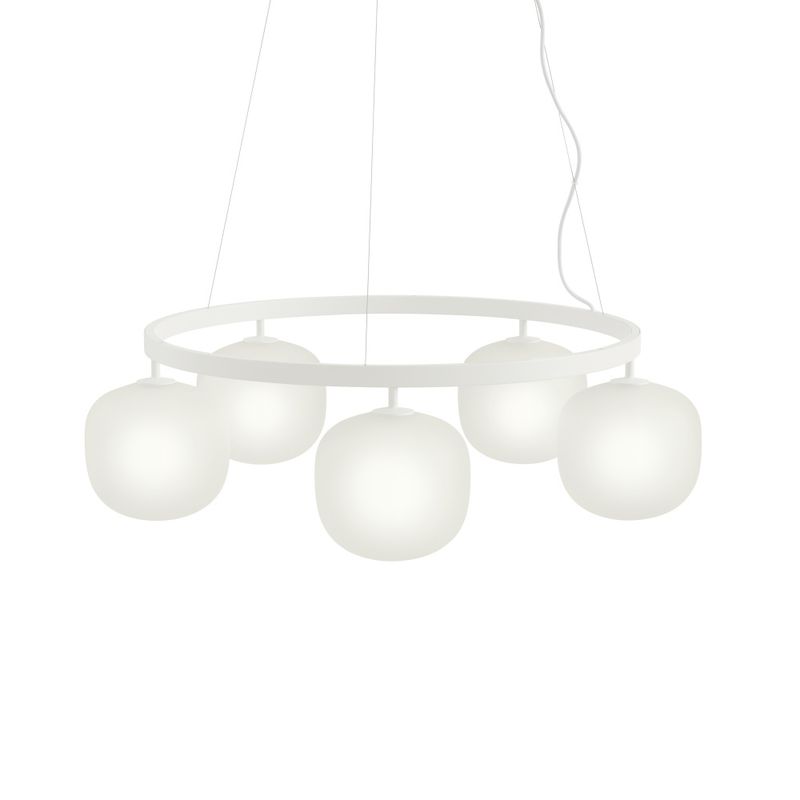 Muuto Rime Chandelier White D 80 cm, Hvit Lysekrone Taklampe Pendel