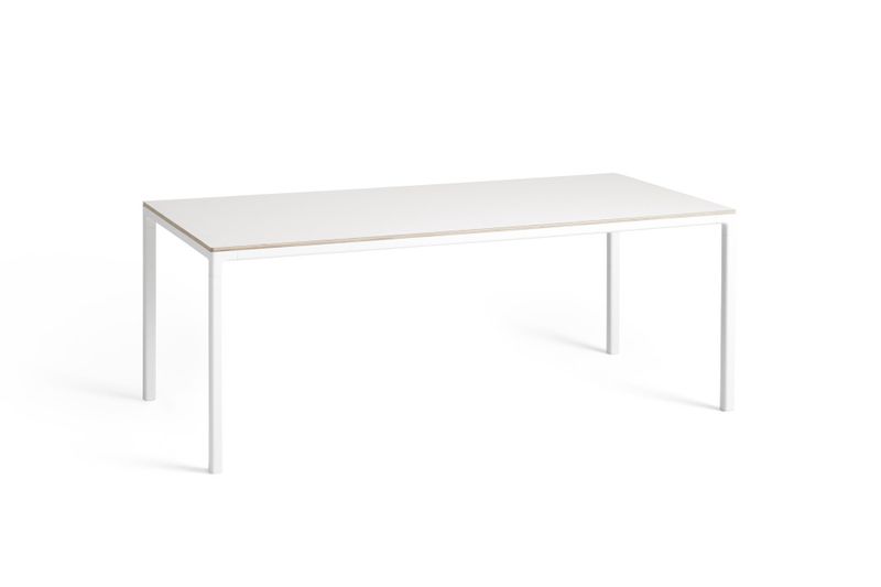 HAY T12 Table White powder coated aluminium frame L200 x W95 x H74 White laminate tabletop Water-based lacquered plywood edge Spisebord, hvit