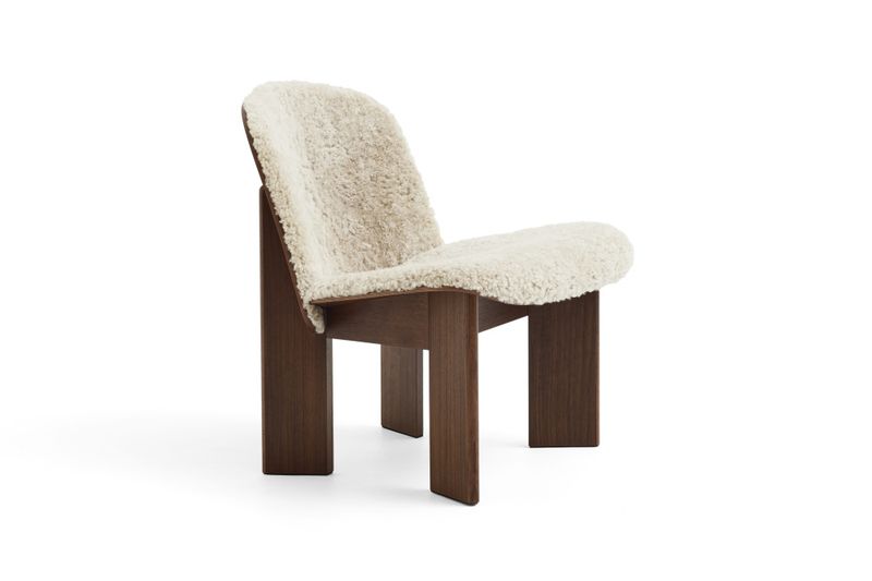 Hay Chisel Lounge Chair-Water-based lacquered walnut Front upholstery Sheepskin Mohawi 21 Loungestol stol Valnøtt