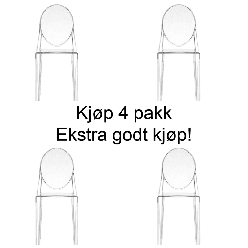 4 stk - Kartell Victoria Ghost spisestol, Crystal