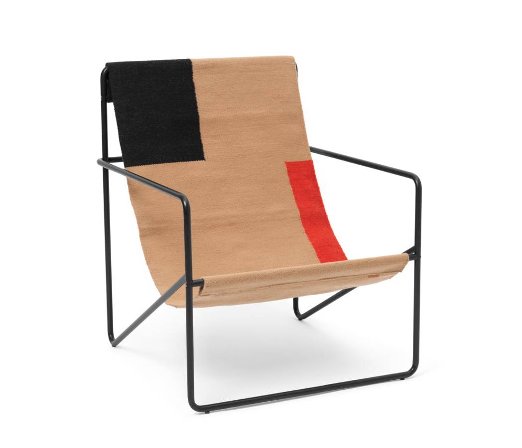 Ferm Living Desert Lounge Chair Black Block, Loungestol Utestol