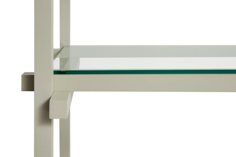 Hay Woody Shelving 75,5 cm Smokey Grey Beech frame 2.0 Column Low Clear Glass shelves Grå