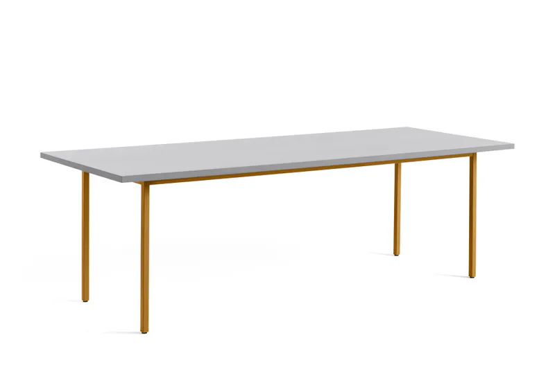 HAY  Two-Colour Ochre powder coated steel frame L240 x W90 x H74 Light Grey water-based lacquered valchromat Gjennomfarget MDF Spisebord