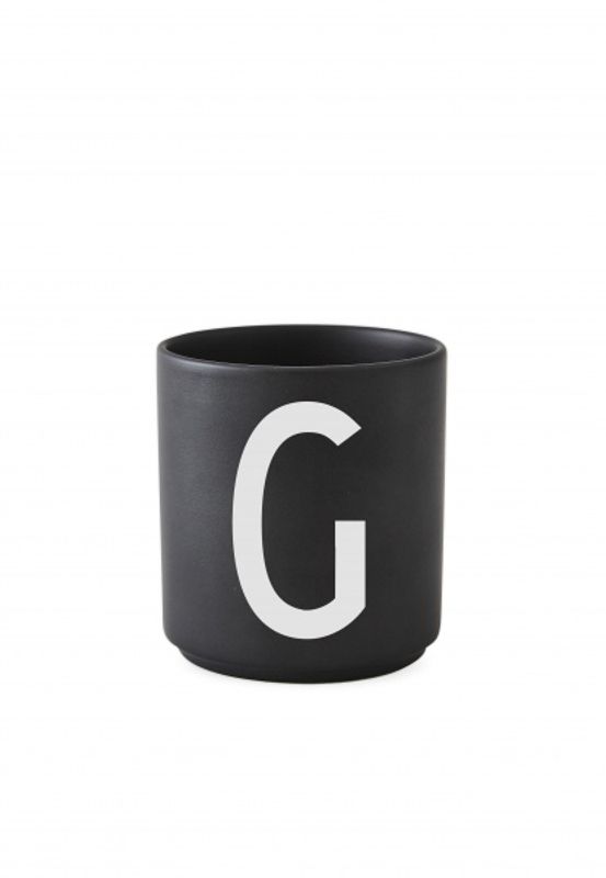 Design Letters Black Porselen Kopp A-Z
