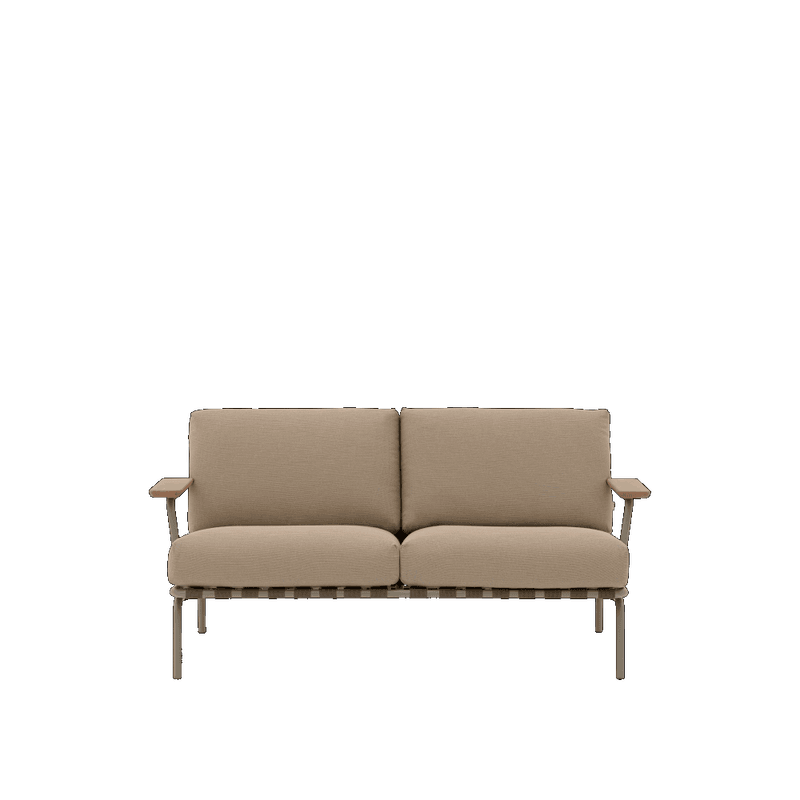 Muuto Settle 3 + 2 + 1 sittegruppe w armrest Ribbed Weave 5 Taupe Hagemøbel Utesofa med armlener